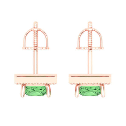 2.24 ctw Green Zirconia Studs Earrings | 5.5mm Princess Cut White Gold Screw back | April Birthstone