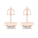 2.24 ct Brilliant Princess Cut Halo Studs Natural Diamond Stone Clarity SI1-2 Color G-H Rose Gold Earrings Screw back