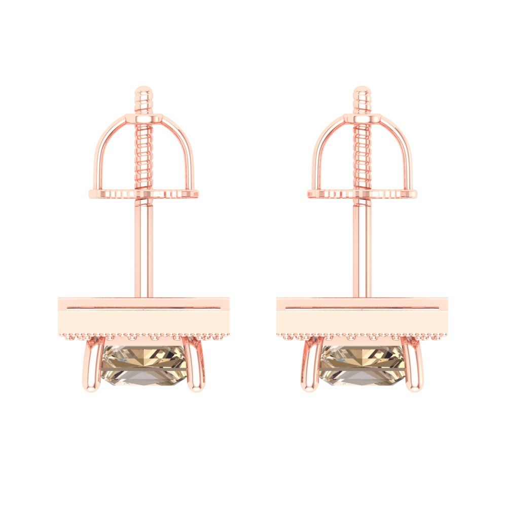 2.24 ctw Yellow Moissanite Studs Earrings | 5.5mm Princess Cut White Gold Screw back | April Birthstone