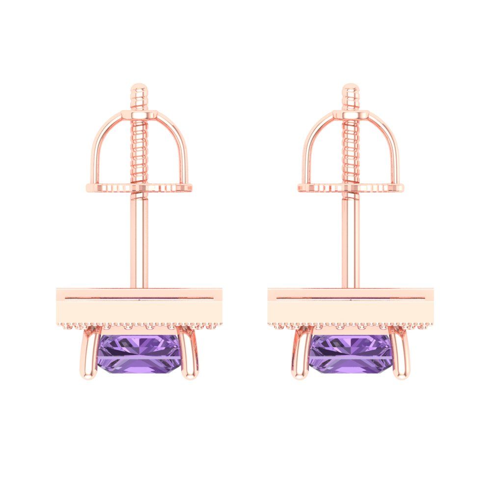 2.24cttw Alexandrite Gold-Plated 925 Silver Screw Back Stud Earrings