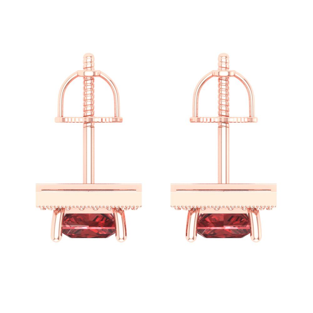 2.24 ctw Garnet Studs Earrings | 5.5mm Princess Cut White Gold Screw back | January Birthstone