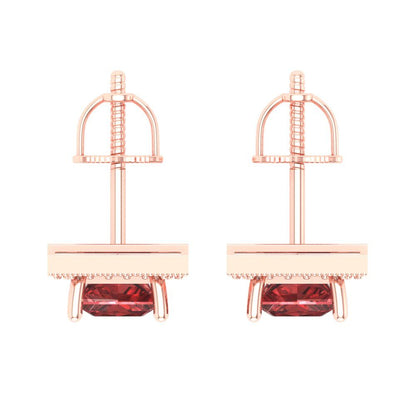 2.24 ctw Garnet Studs Earrings | 5.5mm Princess Cut White Gold Screw back | January Birthstone