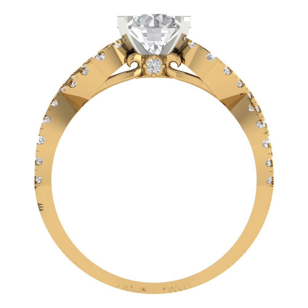 1.42 cttw White Sapphire Solitaire with Zirconia Simulated Diamond Accents Engagement Ring - Solid Yellow/White Gold (VVS1, Round Cut,6.5mm)
