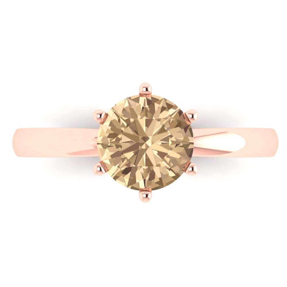 1.5 cttw Yellow Moissanite Solitaire  Engagement Ring - Solid Gold (Round Cut,7.5mm)