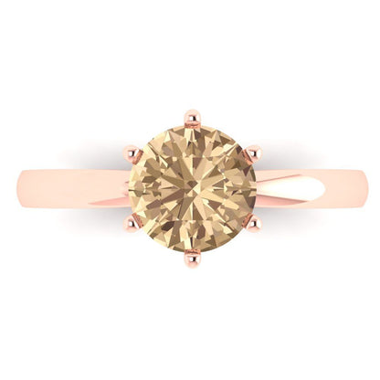 1.5 cttw Yellow Moissanite Solitaire  Engagement Ring - Solid Gold (Round Cut,7.5mm)