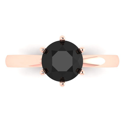 1.5 cttw Natural Onyx Solitaire  Engagement Ring - Solid Gold (Round Cut,7.5mm)