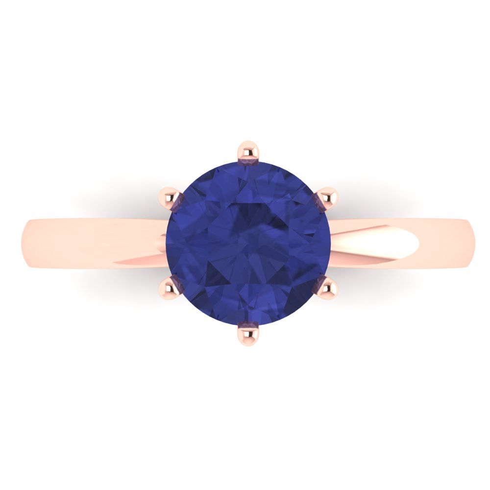 1.5 cttw Simulated Tanzanite Solitaire  Engagement Ring - Solid Gold (Round Cut,7.5mm)