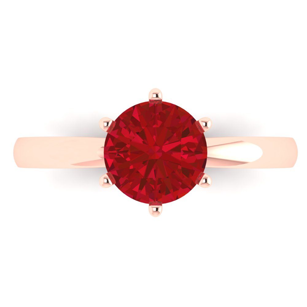 1.5 cttw Simulated Ruby Solitaire  Engagement Ring - Solid Gold (Round Cut,7.5mm)