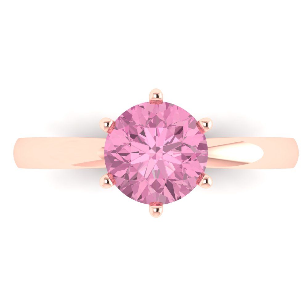 1.5 cttw Zirconia Simulated Pink Diamond Solitaire  Engagement Ring - Solid Gold (VVS1, Round Cut,7.5mm)