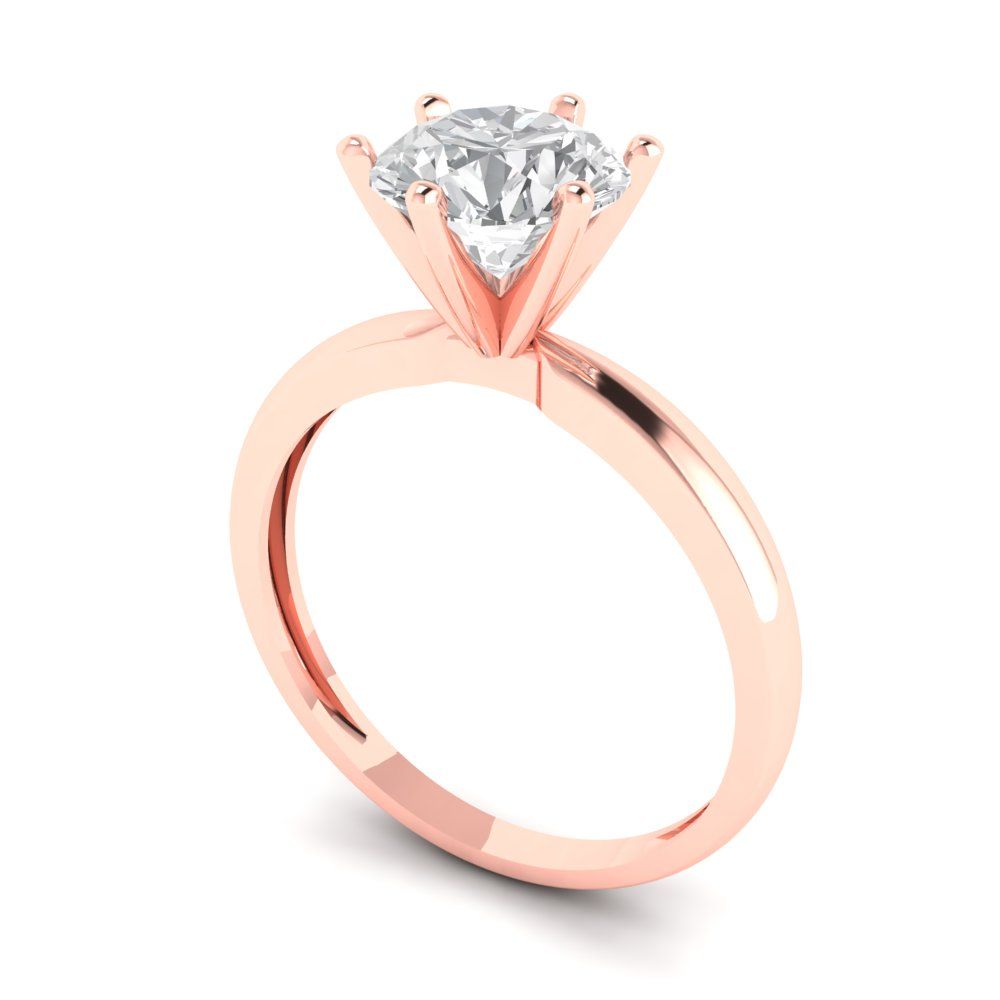 1.5 cttw Zirconia Simulated Diamond Solitaire  Engagement Ring - Solid Gold (VVS1, Round Cut,7.5mm)