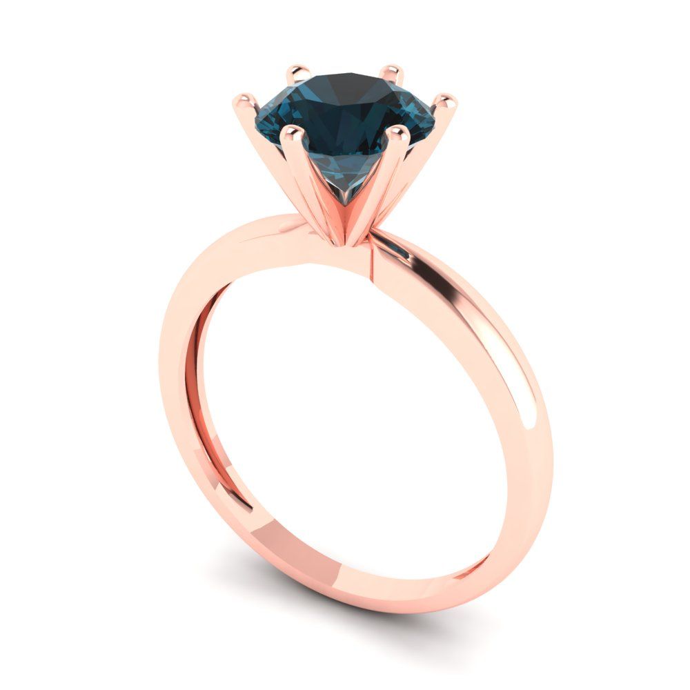 1.5 cttw Natural London Blue Topaz Solitaire  Engagement Ring - Solid Gold (Round Cut,7.5mm)