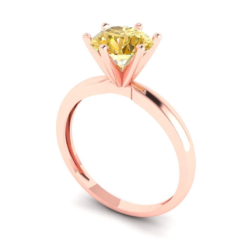 1.5 cttw Yellow Moissanite Solitaire  Engagement Ring - Solid Gold (Round Cut,7.5mm)