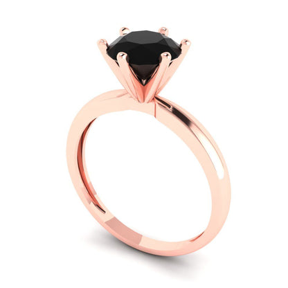 1.5 cttw Natural Onyx Solitaire  Engagement Ring - Solid Gold (Round Cut,7.5mm)