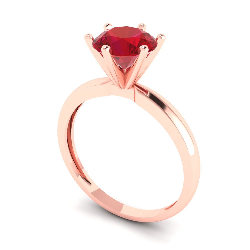 1.5 cttw Simulated Pink Tourmaline Solitaire  Engagement Ring - Solid Gold (Round Cut,7.5mm)