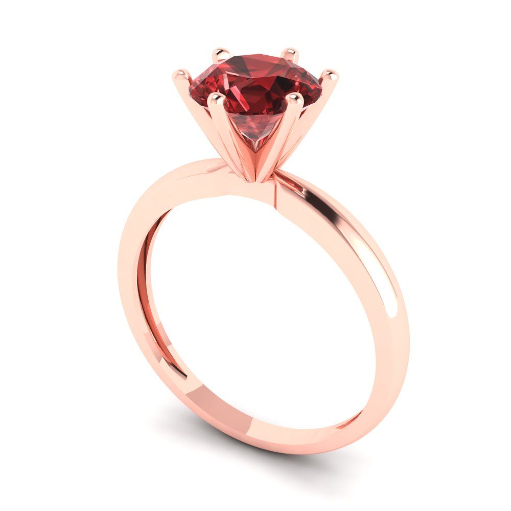 1.5 cttw Natural Garnet Solitaire  Engagement Ring - Solid Gold (Round Cut,7.5mm)
