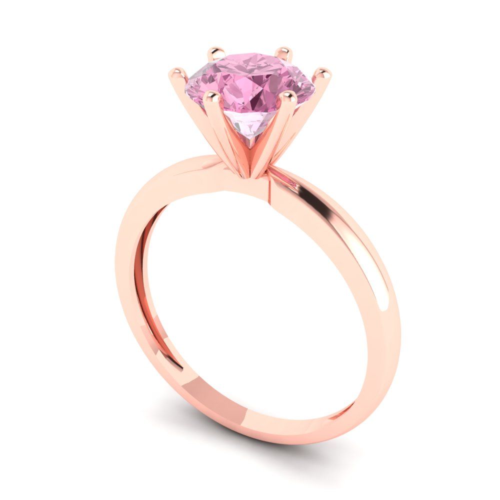 1.5 cttw Zirconia Simulated Pink Diamond Solitaire  Engagement Ring - Solid Gold (VVS1, Round Cut,7.5mm)
