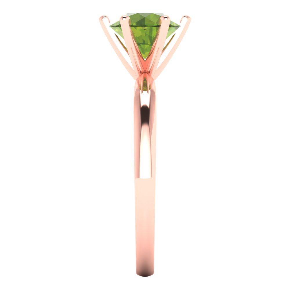 1.5 cttw Natural Peridot Solitaire  Engagement Ring - Solid Gold (Round Cut,7.5mm)