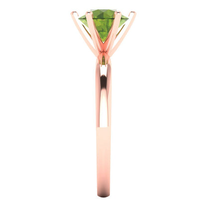 1.5 cttw Natural Peridot Solitaire  Engagement Ring - Solid Gold (Round Cut,7.5mm)