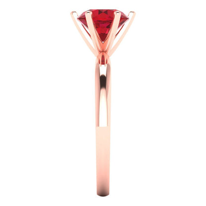 1.5 cttw Simulated Pink Tourmaline Solitaire  Engagement Ring - Solid Gold (Round Cut,7.5mm)