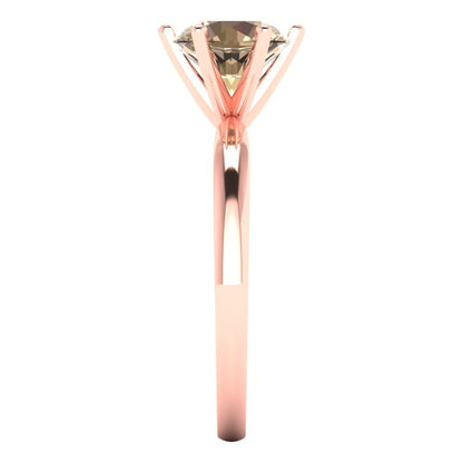 1.5 cttw Yellow Moissanite Solitaire  Engagement Ring - Solid Gold (Round Cut,7.5mm)