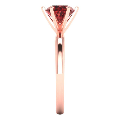 1.5 cttw Natural Garnet Solitaire  Engagement Ring - Solid Gold (Round Cut,7.5mm)