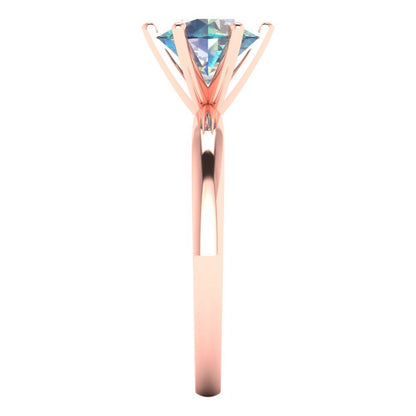 1.5 cttw Blue Moissanite Solitaire  Engagement Ring - Solid Gold (Round Cut,7.5mm)