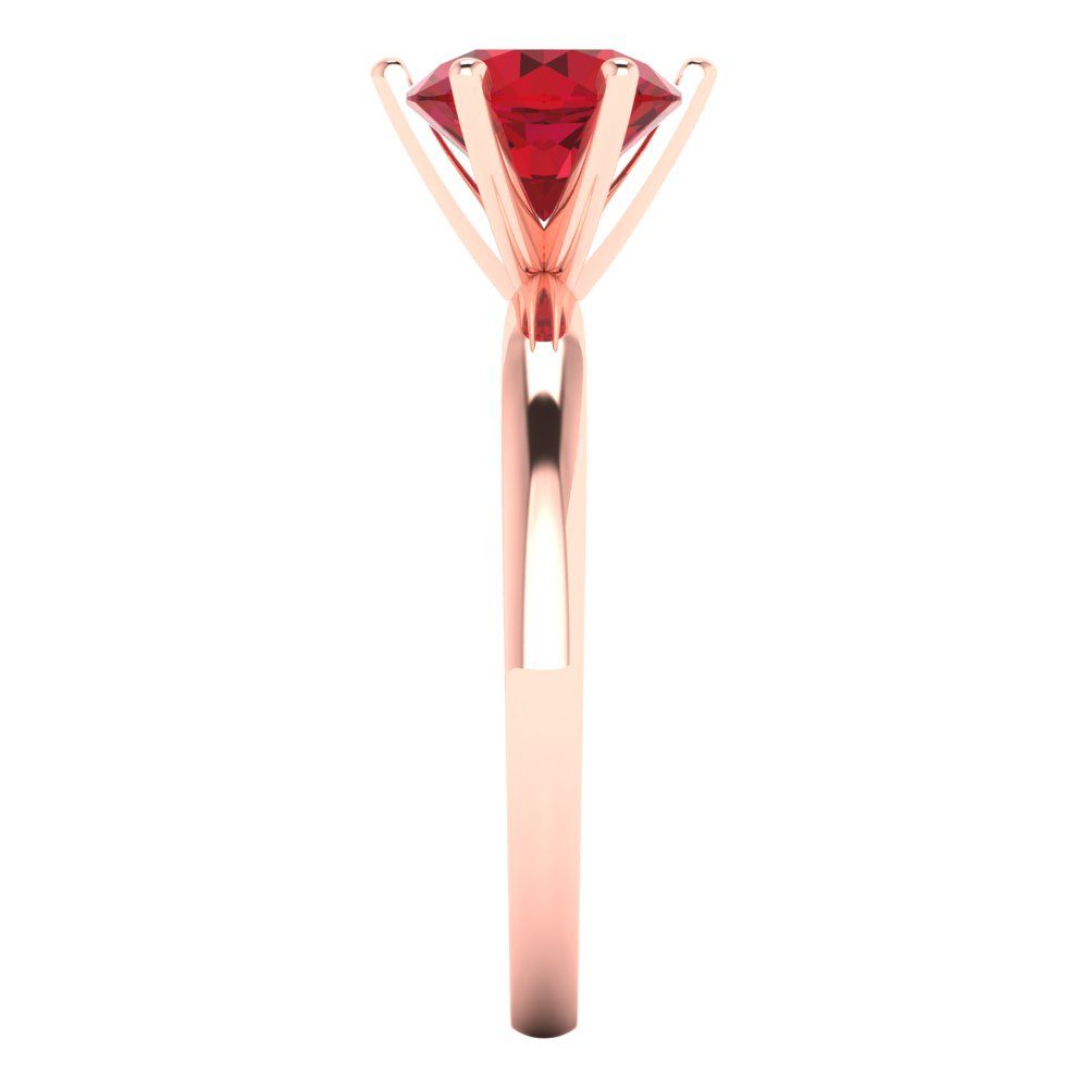 1.5 cttw Simulated Ruby Solitaire  Engagement Ring - Solid Gold (Round Cut,7.5mm)