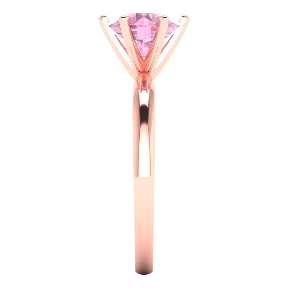 1.5 cttw Zirconia Simulated Pink Diamond Solitaire  Engagement Ring - Solid Gold (VVS1, Round Cut,7.5mm)