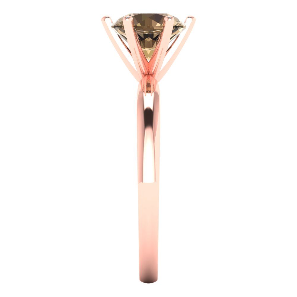 1.5 cttw Zirconia Simulated Champagne Diamond Solitaire  Engagement Ring - Solid Gold (VVS1, Round Cut,7.5mm)