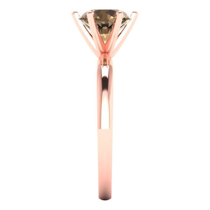 1.5 cttw Zirconia Simulated Champagne Diamond Solitaire  Engagement Ring - Solid Gold (VVS1, Round Cut,7.5mm)