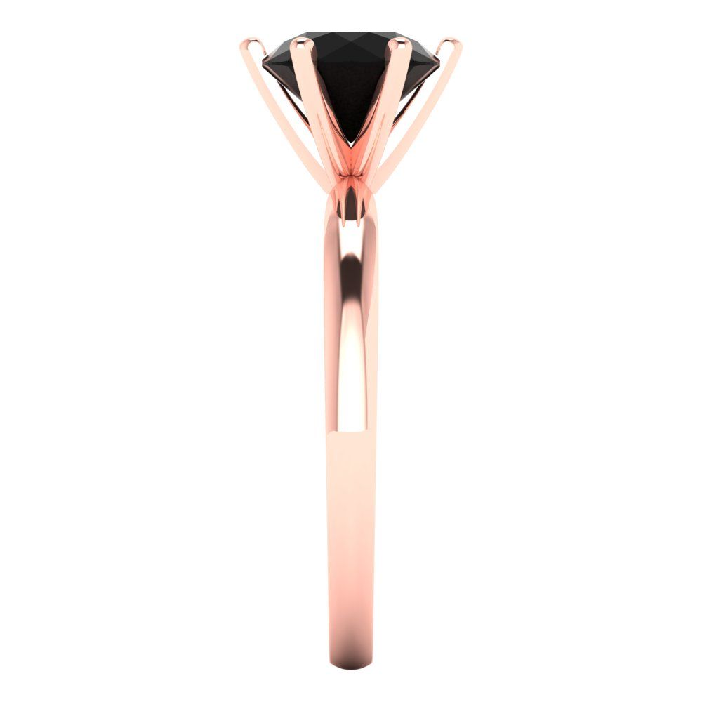 1.5 cttw Natural Onyx Solitaire  Engagement Ring - Solid Gold (Round Cut,7.5mm)