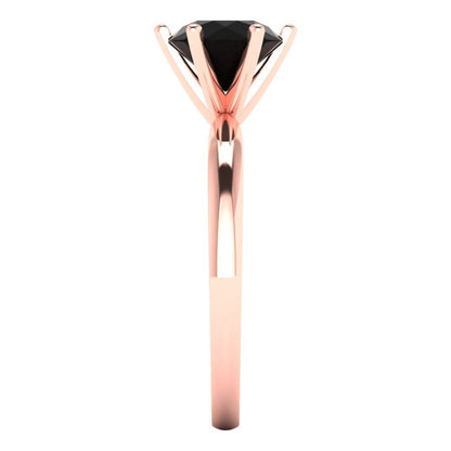 1.5 cttw Natural Onyx Solitaire  Engagement Ring - Solid Gold (Round Cut,7.5mm)