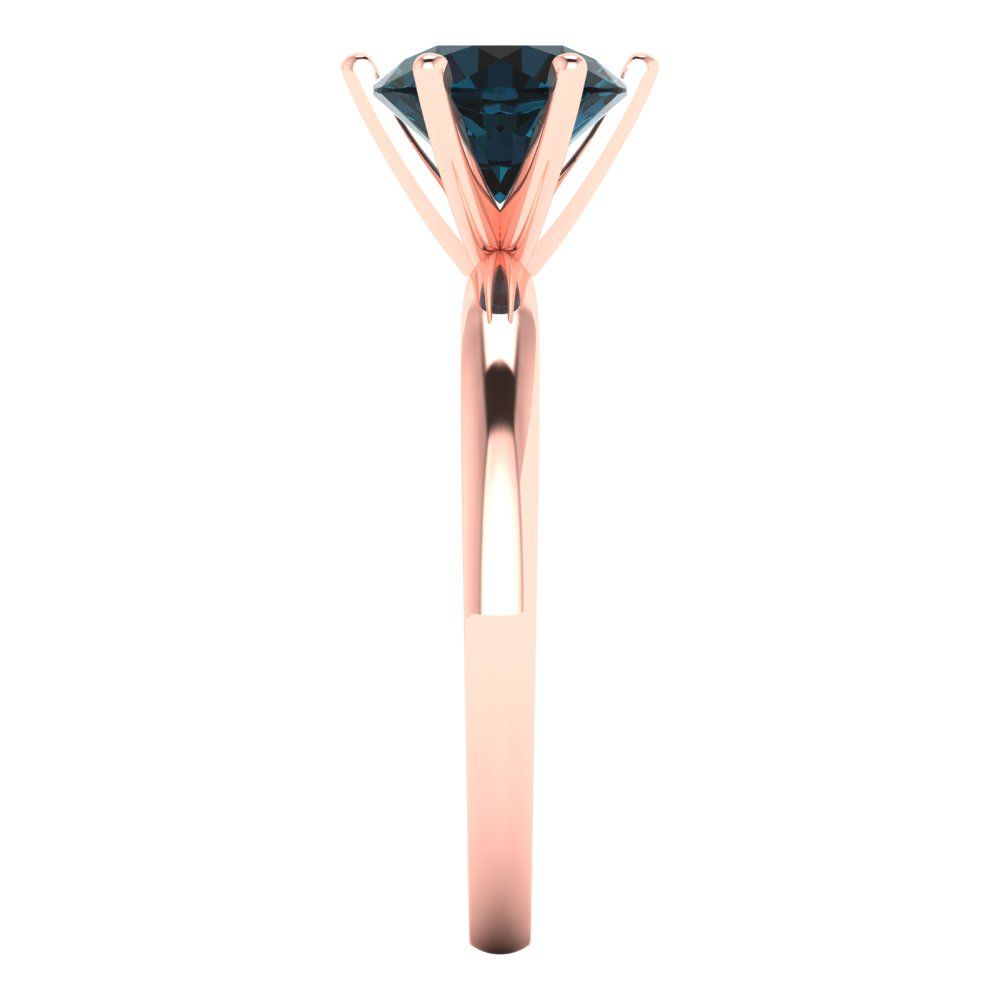 1.5 cttw Natural London Blue Topaz Solitaire  Engagement Ring - Solid Gold (Round Cut,7.5mm)