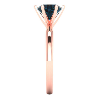 1.5 cttw Natural London Blue Topaz Solitaire  Engagement Ring - Solid Gold (Round Cut,7.5mm)