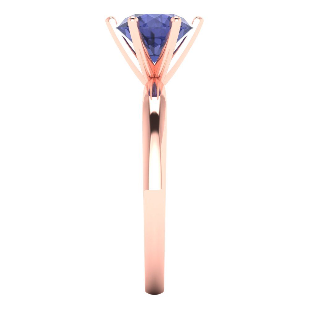 1.5 cttw Simulated Tanzanite Solitaire  Engagement Ring - Solid Gold (Round Cut,7.5mm)