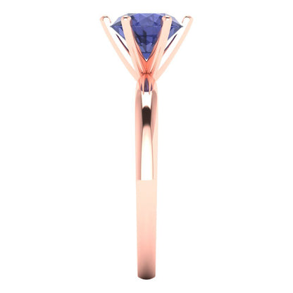 1.5 cttw Simulated Tanzanite Solitaire  Engagement Ring - Solid Gold (Round Cut,7.5mm)