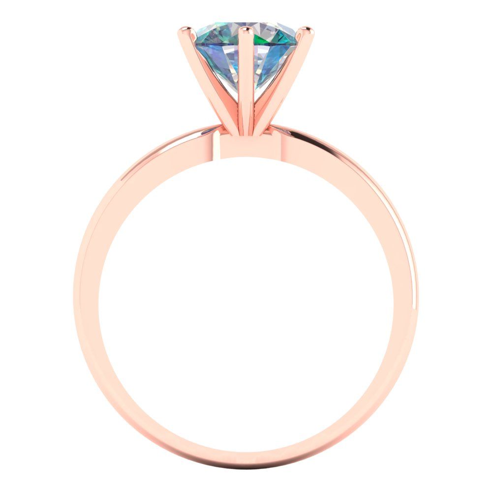 1.5 cttw Blue Moissanite Solitaire  Engagement Ring - Solid Gold (Round Cut,7.5mm)