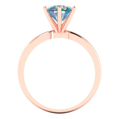 1.5 cttw Blue Moissanite Solitaire  Engagement Ring - Solid Gold (Round Cut,7.5mm)