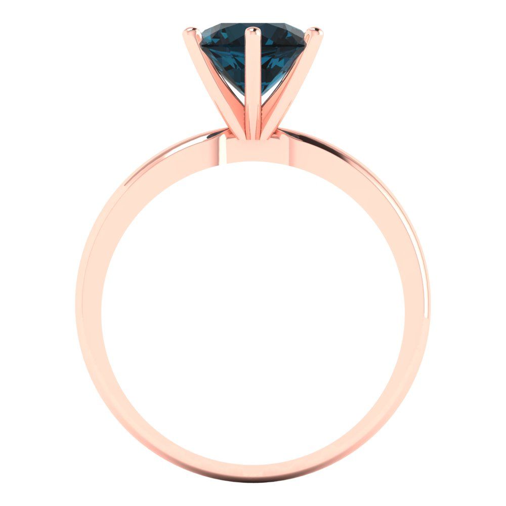 1.5 cttw Natural London Blue Topaz Solitaire  Engagement Ring - Solid Gold (Round Cut,7.5mm)