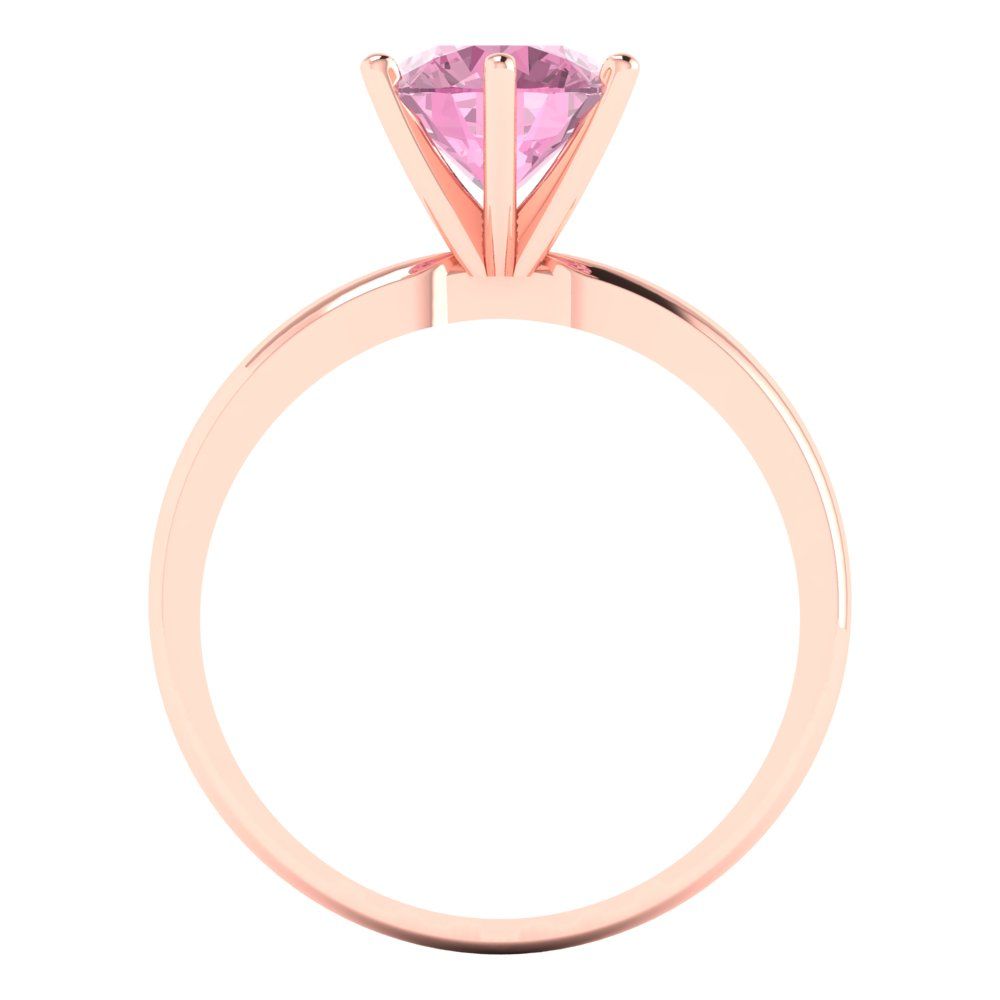 1.5 cttw Zirconia Simulated Pink Diamond Solitaire  Engagement Ring - Solid Gold (VVS1, Round Cut,7.5mm)