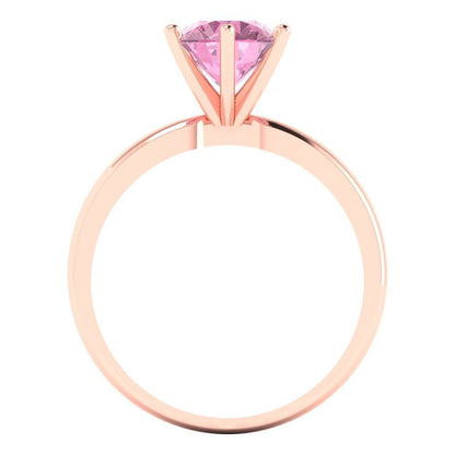1.5 cttw Zirconia Simulated Pink Diamond Solitaire  Engagement Ring - Solid Gold (VVS1, Round Cut,7.5mm)