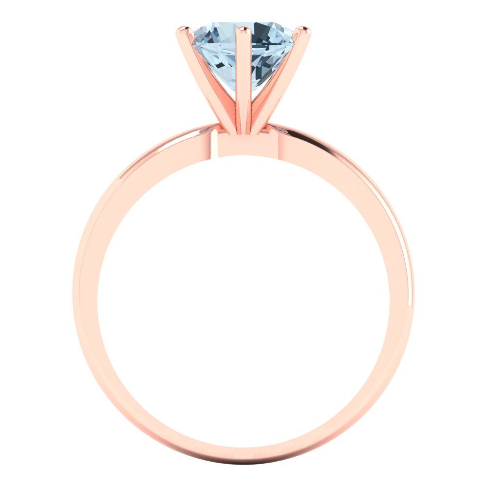 1.5 cttw Zirconia Simulated Blue Diamond Solitaire  Engagement Ring - Solid Gold (VVS1, Round Cut,7.5mm)