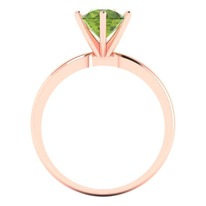 1.5 cttw Natural Peridot Solitaire  Engagement Ring - Solid Gold (Round Cut,7.5mm)