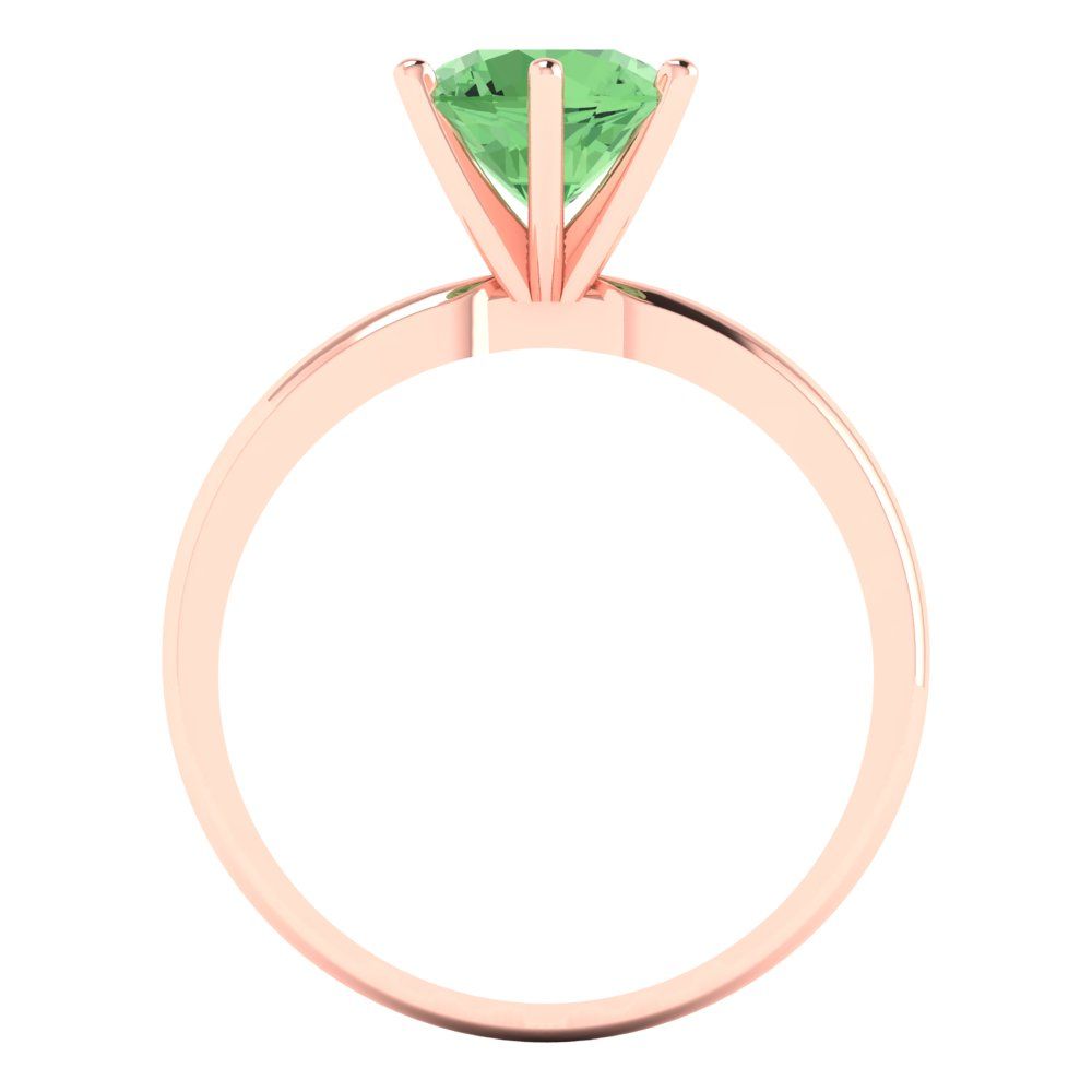 1.5 cttw Zirconia Simulated Green Diamond Solitaire  Engagement Ring - Solid Gold (VVS1, Round Cut,7.5mm)