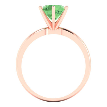 1.5 cttw Zirconia Simulated Green Diamond Solitaire  Engagement Ring - Solid Gold (VVS1, Round Cut,7.5mm)