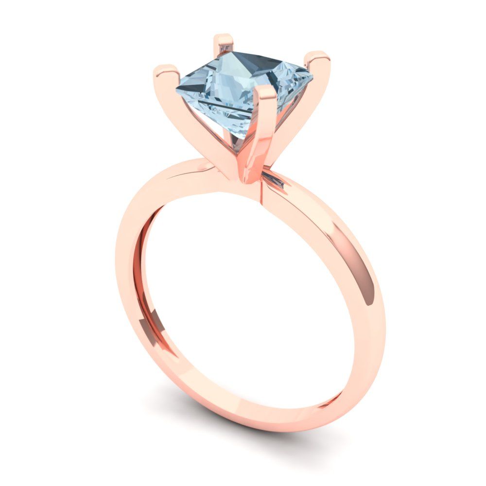 1.5 cttw Natural Swiss Blue Topaz Solitaire  Engagement Ring - Solid Gold (Princess Cut,6.5mm)