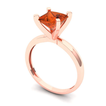 1.5 cttw Zirconia Simulated Red Diamond Solitaire  Engagement Ring - Solid Gold (VVS1, Princess Cut,6.5mm)