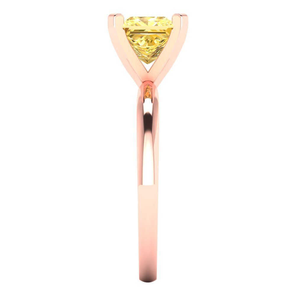 1.5 cttw Zirconia Simulated Yellow Diamond Solitaire  Engagement Ring - Solid Gold (VVS1, Princess Cut,6.5mm)