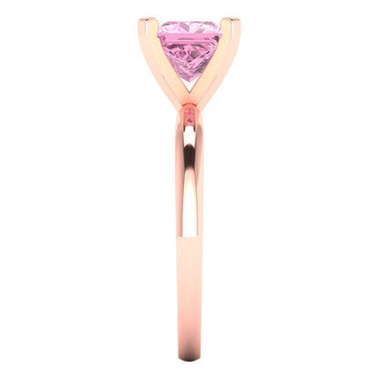 1.5 cttw Zirconia Simulated Pink Diamond Solitaire  Engagement Ring - Solid Gold (VVS1, Princess Cut,6.5mm)