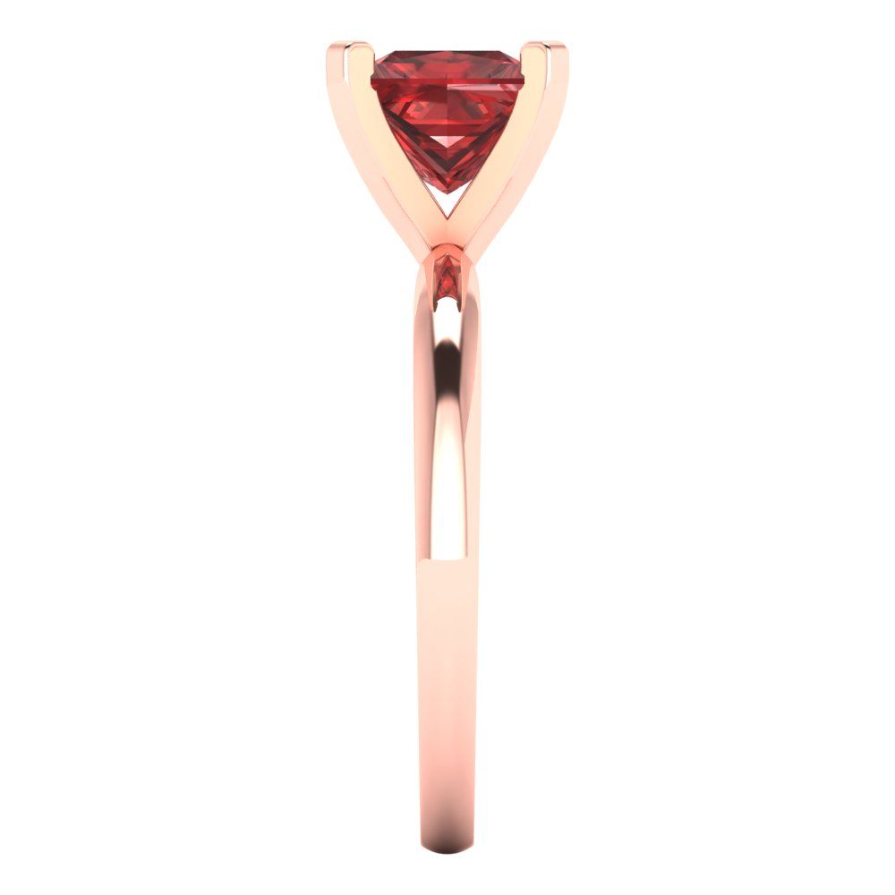 1.5 cttw Natural Garnet Solitaire  Engagement Ring - Solid Gold (Princess Cut,6.5mm)